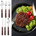 thumbnail image 2 of REALUX Clearance 6 Pack Wooden Handle Stainless Cutlery Set Forks Spoons Flatware Set, 2 of 8
