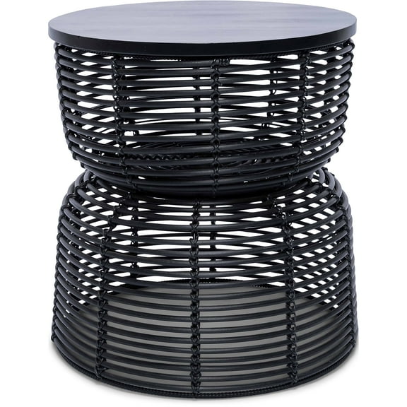 Finch Wyred Rattan Side Table with Removable Lid Hourglass Wicker Base Black