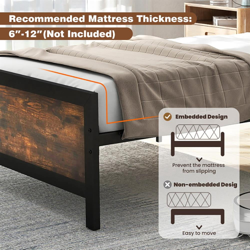Kadyn Bed Frame, Platform Bed Frame,Metal Bed Frame with Headboard and Footboard-Twin Size