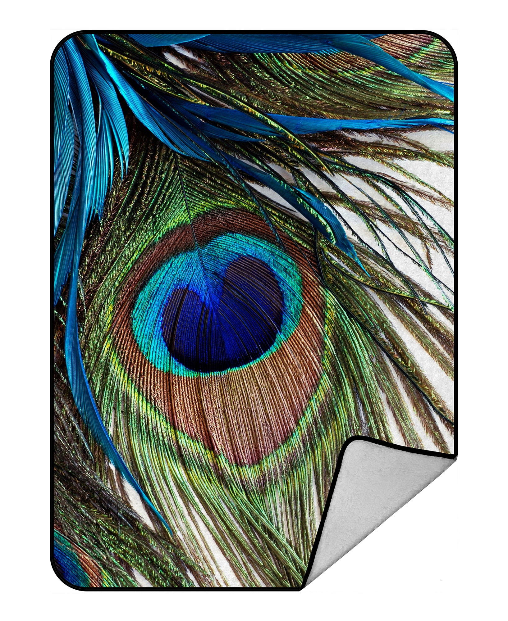 GCKG Peacock Blanket,Peacock Fleece Blanket Crystal Velvet Front and