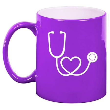 

Heart Stethoscope Nurse Doctor Ceramic Coffee Mug Tea Cup Gift for Her Sister Wife Boss Coworker Friend Birthday Cute Graduation Housewarming Physician (11oz Purple)