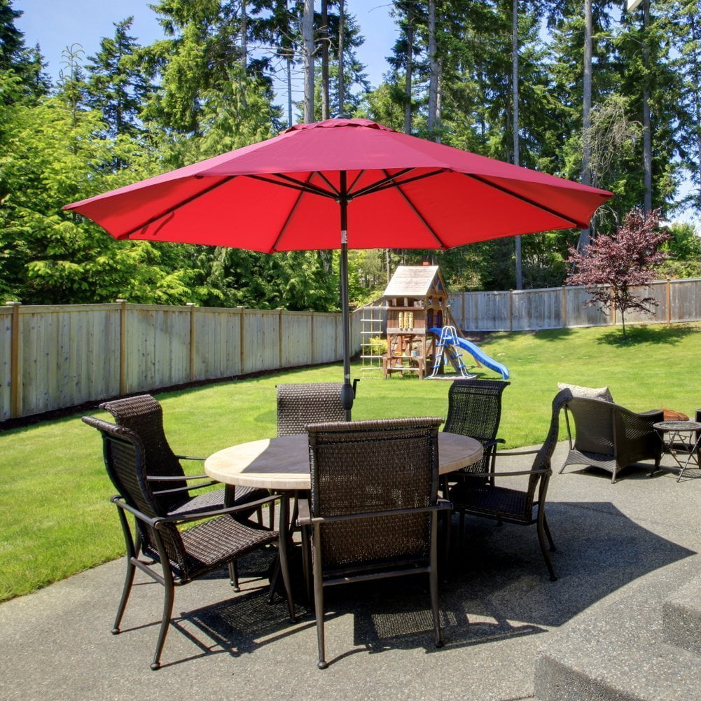 Abba Patio 11-Ft Patio Umbrella with Push Button Tilt and Crank, 8 Steel Ribs, Beige by Abba Patio
