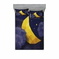 thumbnail image 2 of Ambesonne Geometric Fitted Sheet & Pillow Sham Set, Triangle Night Sky, Twinxl, Navy Blue Yellow, 2 of 3