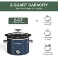 thumbnail image 4 of 2 QT Small Slow Cooker, 3 Adjustable Temp, Upgraded Ceramic Pot, Easy Clean-up, Nutrient Loss Reduction, Sauces, Stews & Dips, Stainless Steel, Blue, 4 of 5