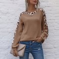thumbnail image 4 of Moda mujer Casual suelta Leapard impreso Irregular empalme cuello redondo camisetas Tops Fridja hkj1204, 4 of 6