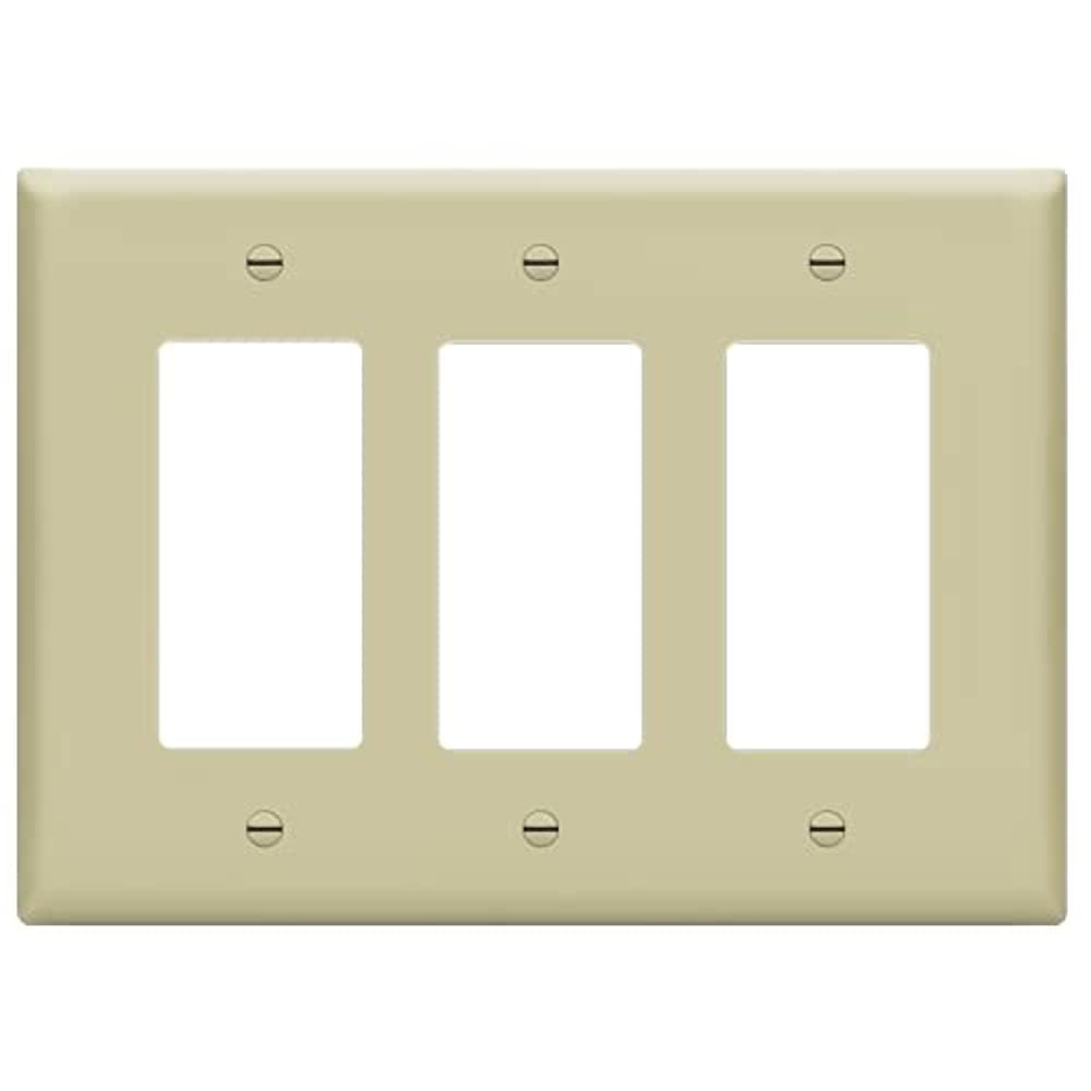 3 Cooper Ivory 1-Gang UNBREAKABLE Mid-Size Toggle Switch Cover Wallplate PJ1V 