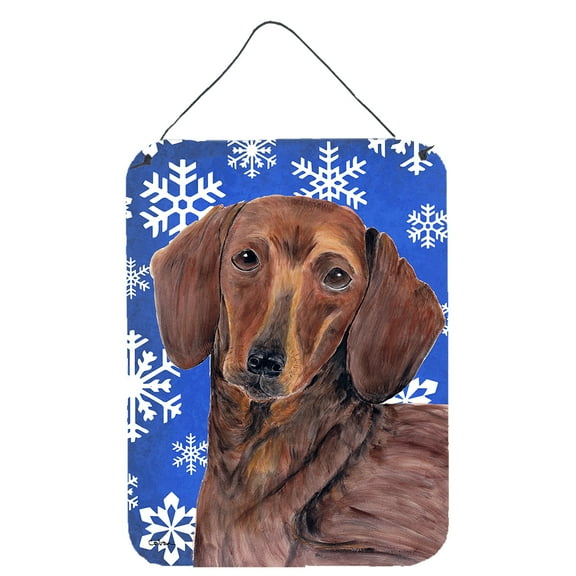 Carolines Treasures SC9368DS1216 Dachshund Winter Snowflakes Holiday Wall or Door Hanging Prints 12WX16H multicolor