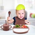 thumbnail image 1 of Juego de vajilla de silicona para niños de diez piezas Plato de cena separado de silicona para bebé Cuenco adicional Tenedor Cuchara Babero Juego de vajilla para madre y bebé, 1 of 1