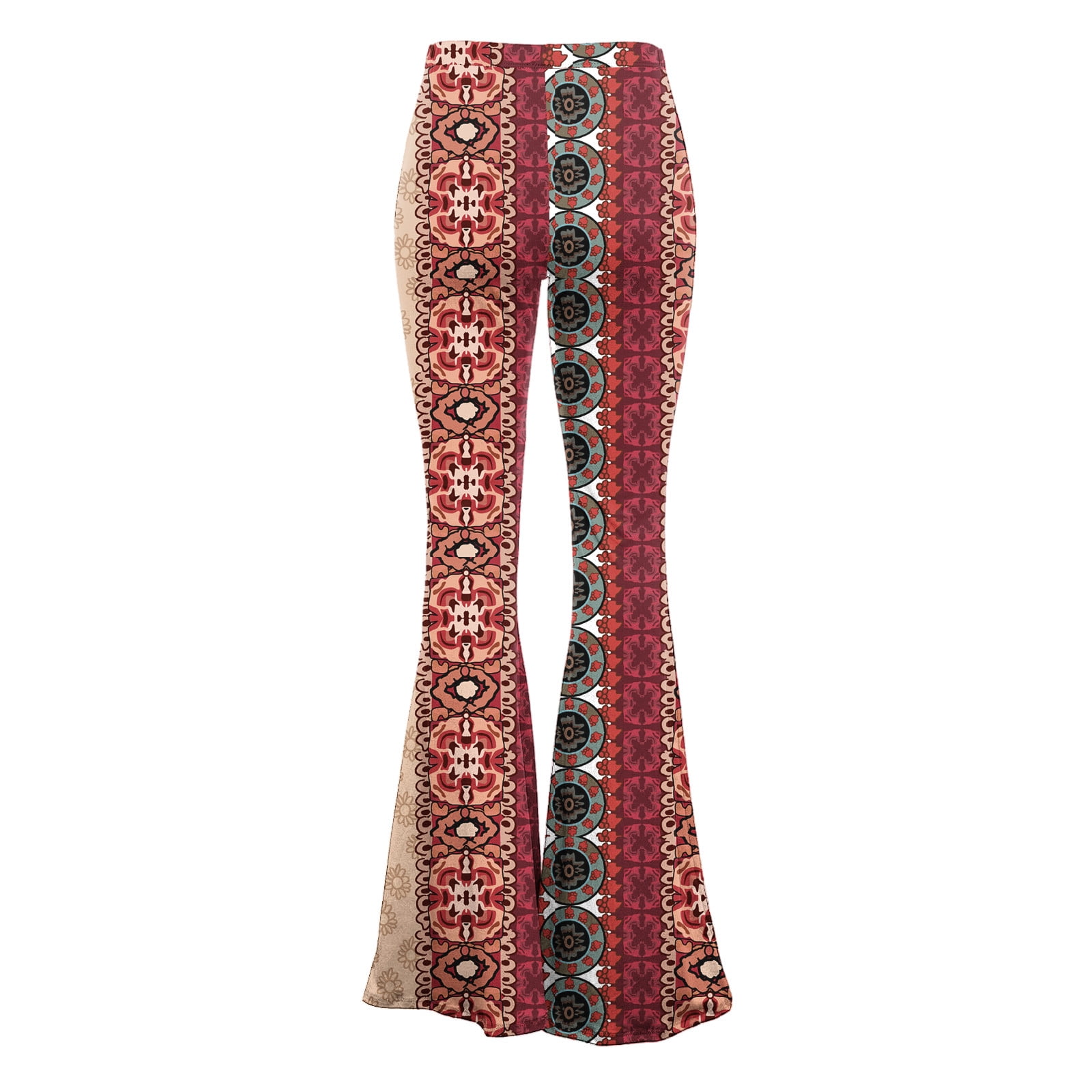 EQWLJWE Women's Floral Boho Pants Elastic High Waisted Leggings