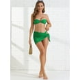 thumbnail image 5 of DARING DIVA Women's O Ring Bandeau Ribbed Bikini Set Small Green, 5 of 6