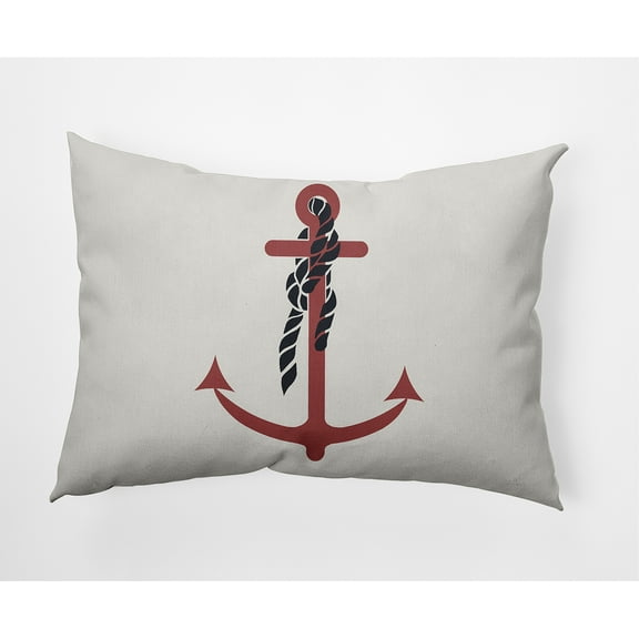 Simply Daisy 14" x 20" Anchor and Rope Nautical Indoor/Outdoor Throw Pillow