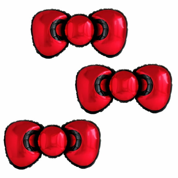 Cymylar Red Bowknot Foil Balloon,Baby Shower and Cat Birthday Party Supplies (3Pcs)