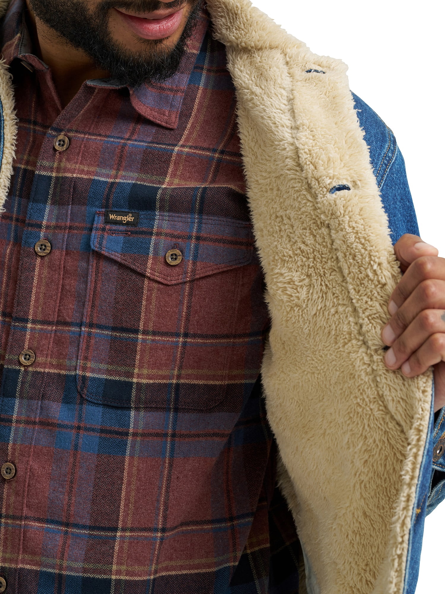 Wrangler® Men's and Big Men's Sherpa Lined Regular Fit Trucker Jacket, Sizes S-2XL