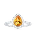 thumbnail image 5 of Rosec Jewels Citrine Teardrop Engagement Ring with Halo - 6X8 mm - Natural Citrine Diamond Ring - AAA Quality - with Jewelry Box, 18K White Gold, US 13.00, 5 of 9