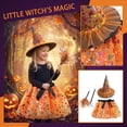 thumbnail image 2 of choiix Witch Tutu Skirt and Hat Set with Broomstick Halloween Costume Outfit with Printed Tulle Skirt and Witch Hat Cosplay Outfit for Party 120, 2 of 9