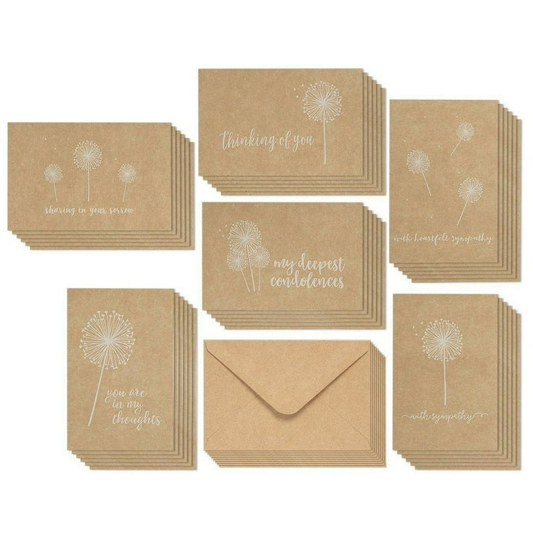 Best Paper Greetings 36 Pack Blank Sympathy Cards With Envelopes, Bulk  Kraft Paper Condolence Cards For Bereavement, Thinking Of You, 4x6 In :  Target