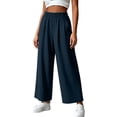 thumbnail image 6 of Women's Solid Color Loose Casual Long Pants With Pockets And Elastic Waist, 6 of 6