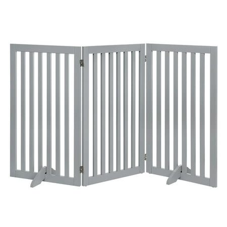 UPC: 0191868912526 | Unipaws Freestanding Wooden Dog Gate  Foldable Pet Gate with 2PCS Support Feet  Dog Barrier Indoor Pet Gate Panels for Stairs  36 Inch Tall  60 Inch Wide  Gray