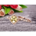 thumbnail image 4 of Milgrain 7mm Cushion Cut 2.55 Carat Champagne Diamond Moissanite Wedding Set Bridal Set Engagement Ring 10k Rose Gold Vintage Look Glaring Staggering Ring, 4 of 5