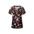 thumbnail image 1 of Easter Scrubs Tops for Women Nursing Uniform Tops T-Shirt V-Neck Short Si Mock Wrap Top Tee, 1 of 2