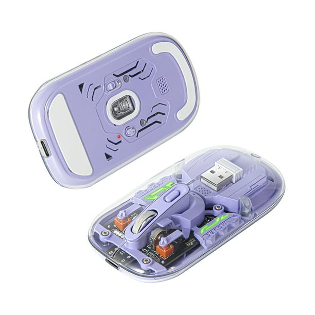 Cateissary Ratón inalámbrico Bluetooth transparente, ergonómico y portátil, recargable, silencioso, para ordenador Juegos de teclado y mouse para computadora púrpura