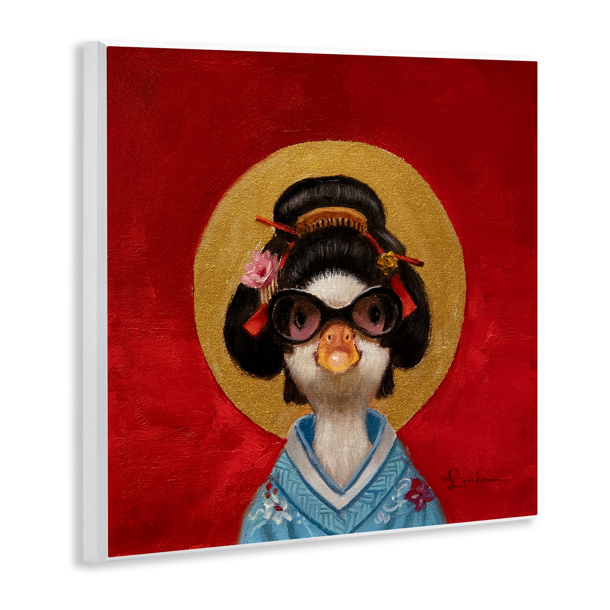 Stupell Industries Traditional Clothing Duck Animals Painting Unframed Art Print Wall Art, 12 x 12