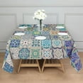 thumbnail image 3 of Multicolor Ethnic Geometric Patchwork Pattern Square Tablecloth,Waterproof Square Table Cover,Wipeable Spillproof Washable Table Cover for Home Kitchen Party Decor 52"x52"(132x132cm), 3 of 6
