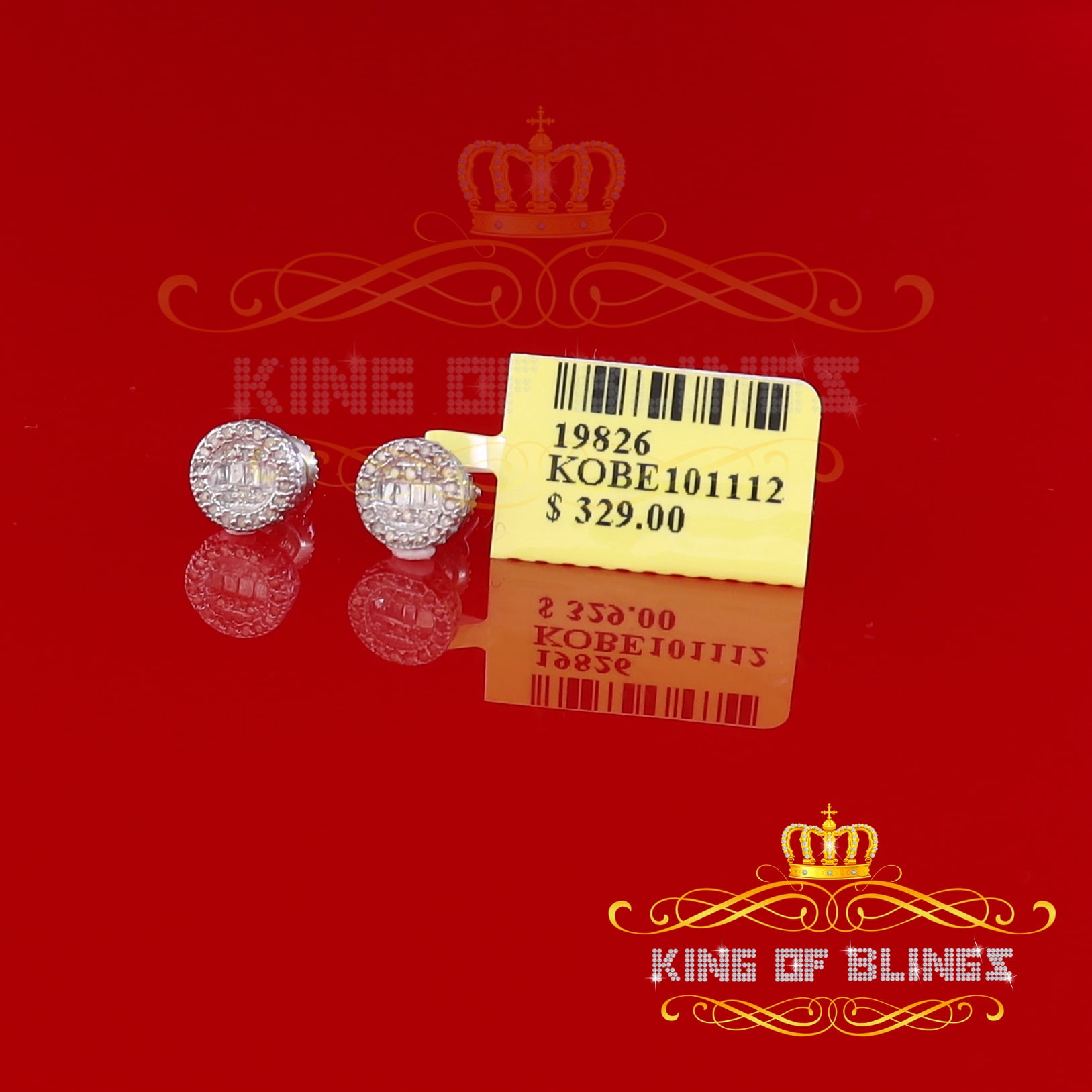 King of Bling's 925 White Silver 0.20ct Real Diamond Women's/Men's Round Fashion Earrings