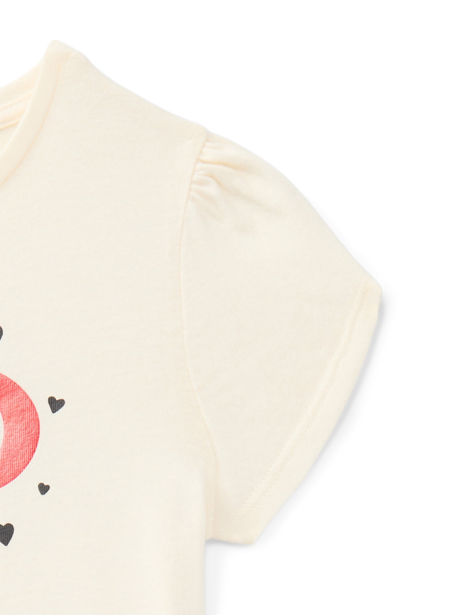 Wonder Nation Girls Gathered Shoulder Tee with Short Sleeves, Sizes 4-10