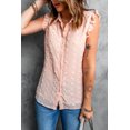 thumbnail image 3 of ABPHQTO Camiseta sin mangas de lunares con volantes y cuello vuelto para mujer, 3 of 5