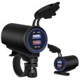 thumbnail image 2 of Motorcycle USB Charger 12-24V Dual Port USB Charger with USB and QC 3.0 Port Fast Charging USB Socket Power Outlet Waterproof Fast Charger Kit for Phone Tablet GPS Camera Blue Light, 2 of 8