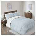 thumbnail image 3 of Reversible Down Comforter, Medium Warmth (49-Ounces of Fill) Oversized King Blanket, Blue-White, 3 of 7