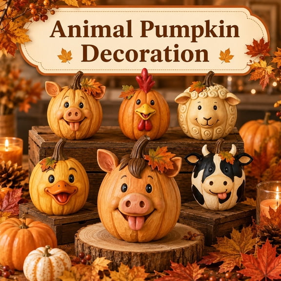 Halloween Pumpkin Decor Cute Pig Face 4.5 X 4.5 Inch Resin Statue for Outdoor Fall Porch Lawn Home Fall Decor Seasonal Display