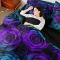 thumbnail image 4 of Castle Fairy Teens Rose Bedding Comforter Set,Romantic Gradient Flower Full Bedding Set, 4 of 8