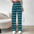 thumbnail image 7 of Winter Pants for Women Fleece Lined Thermal Wide Leg Sweatpants with Pockets Gradient Striped Pull-On Trousers (2XL, Navy|Striped), 7 of 7