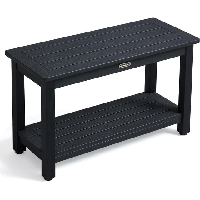 Shower Bench Seat for Inside Shower Poly Lumber Shower Stool for Shaving Legs Bathroom Shower Foot Rest with Storage Shelf Plastic Shower Chair Seat for with Adjustable Feet