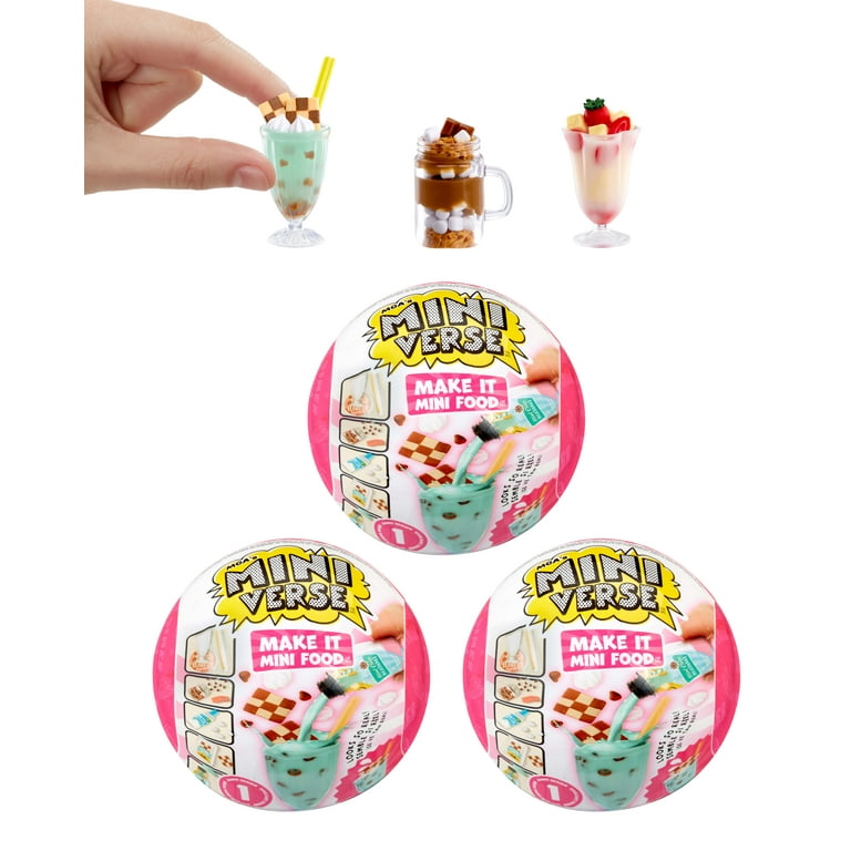 Make It Mini Food Diner Series 1 Ice Cream Shop Bundle (3 Pack) Mini Collectibles, MGA's Miniverse, Blind Packaging, DIY, Resin, Replica Food, Not