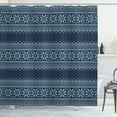 thumbnail image 1 of Ambesonne Nordic Shower Curtain, Herringbone Snowflake, 69"Wx84"L, Turquoise and Dark Blue, 1 of 3