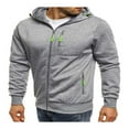 thumbnail image 2 of Men Hooded Jacket Adults Solid Color Long Sleeve Sweatshirt with Zipper Pocket, 2 of 4