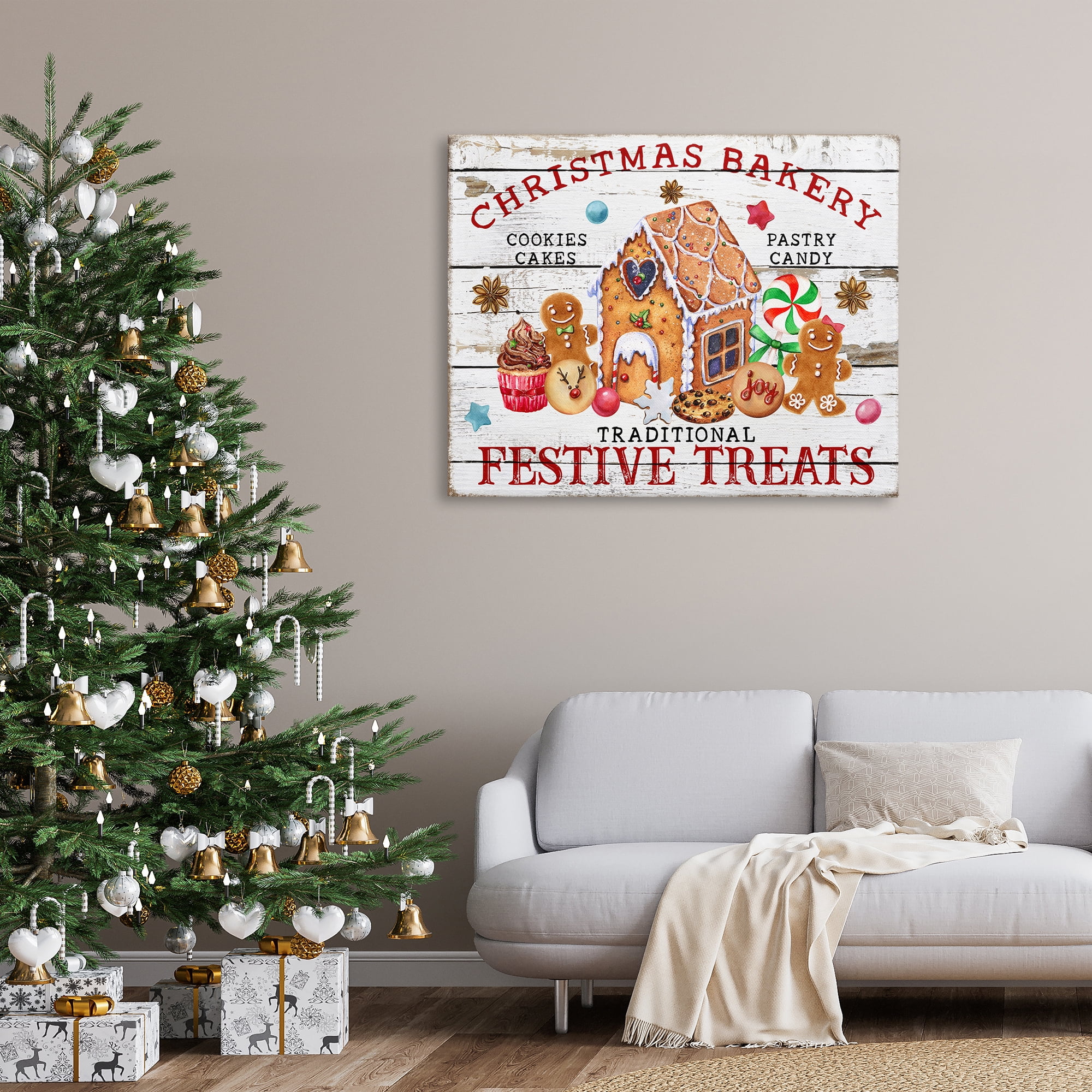 Stupell Industries Festive Treats Bakery Holiday Painting Gallery Wrapped Canvas Art Prints Wall Art, 48 x 36
