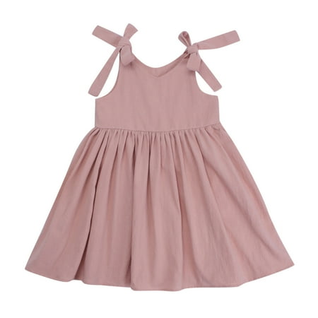 

Kids Toddler Baby Girls Dresses Spring Summer Solid Ruffle Sleeveless Princess Dress Summer Girl Clothes