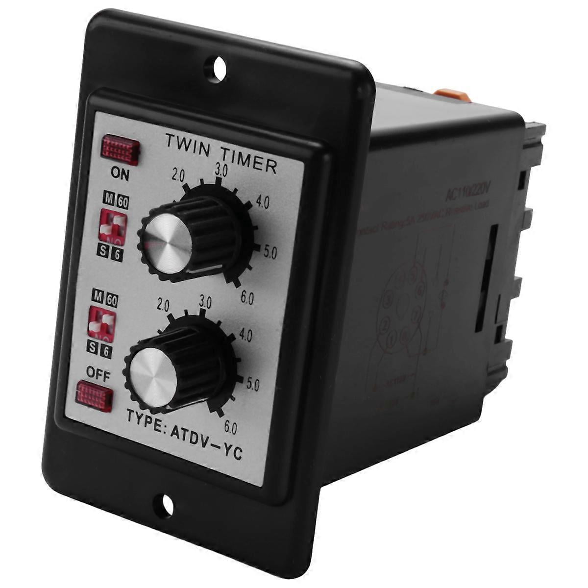 Timer Key Switch On Off Twin Timer Relay Knob Control Time Switch ATDV-YC 6S-60M Relay ...