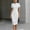 White, variant on Morttic Women's Puff Sleeve Ruched Bodycon Midi Dress – Round Neck Office Work Sheath Solid Color Waist-Accented Slim Fit Dress White,S