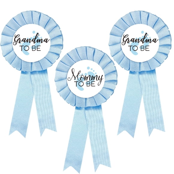 Insignia de hojalata con diseño de mamá a ser, 2 insignias de abuela a ser azul claro para niño, botón de baby shower, regalos para nueva mamá, revelación de género, fiesta, bebé, niño, botón de roset