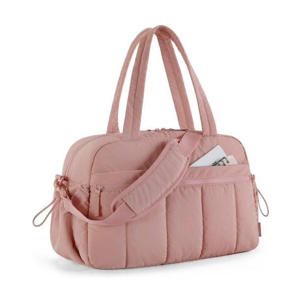 Bolsa de gimnasio BAGSMART Duffle para mujer, bolsa de viaje de 24 litros, color rosa opaco