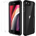 thumbnail image 2 of SURJDE Clear Case for iPhone SE 2022,iPhone SE 2020 Case with Screen Protector Tempered Glass,Shockproof Hard PC Back Soft TPU Sides Bumper iPhone SE 3 Case for iPhone SE 2020/7/8 Case Black, 2 of 6