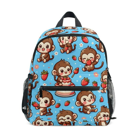 ALAZA Cute Monkey and Strawberry School Backpack Small Bookbag Mini Bags