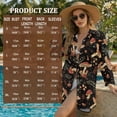 thumbnail image 7 of Xoenoiee Mushroom Leaves Star Print Women Swimsuit Cover Up V Neck Long Sleeve Button Front Beach Coverup Shirt Lapel Collar Beach Dress Blouse Plus Size, Size 3XL, 7 of 7