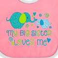 thumbnail image 4 of Inktastic My Big Sister Loves Me Cute Elephants Boys or Girls Baby Bib, 4 of 4