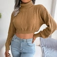 thumbnail image 4 of Fesfesfes Women Turtleneck Sweater Solid Color Knitted Tops Casual Long Sleeve Crop Sweaters Blouse Tops or, 4 of 6